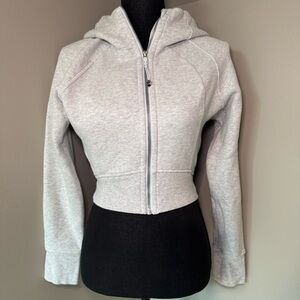 Lululemon Scuba Full Zip Cropped Hoodie Heathered Core Ultra Light Gray Size 4